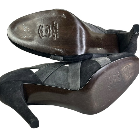 Stuart Weitzman Gray Black Mingle Suede Cutout Pumps Womens Size 9.5 heels 4.5" - Picture 4 of 11